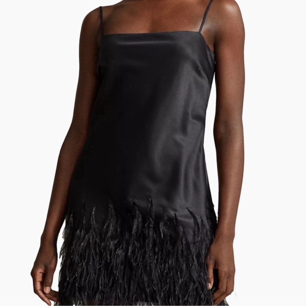 Polo by Ralph Lauren Black Cocktail Dress Sz 4- Ostrich Feather - Picture 5 of 9